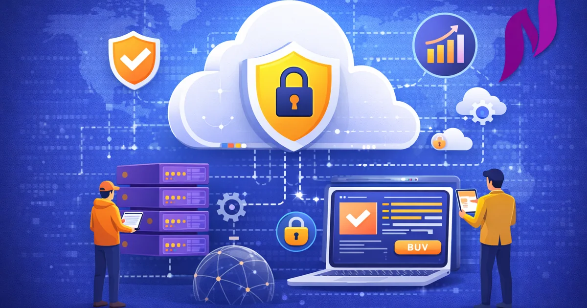 Cloud infrastructure guide showing scalable and secure cloud hosting solutions