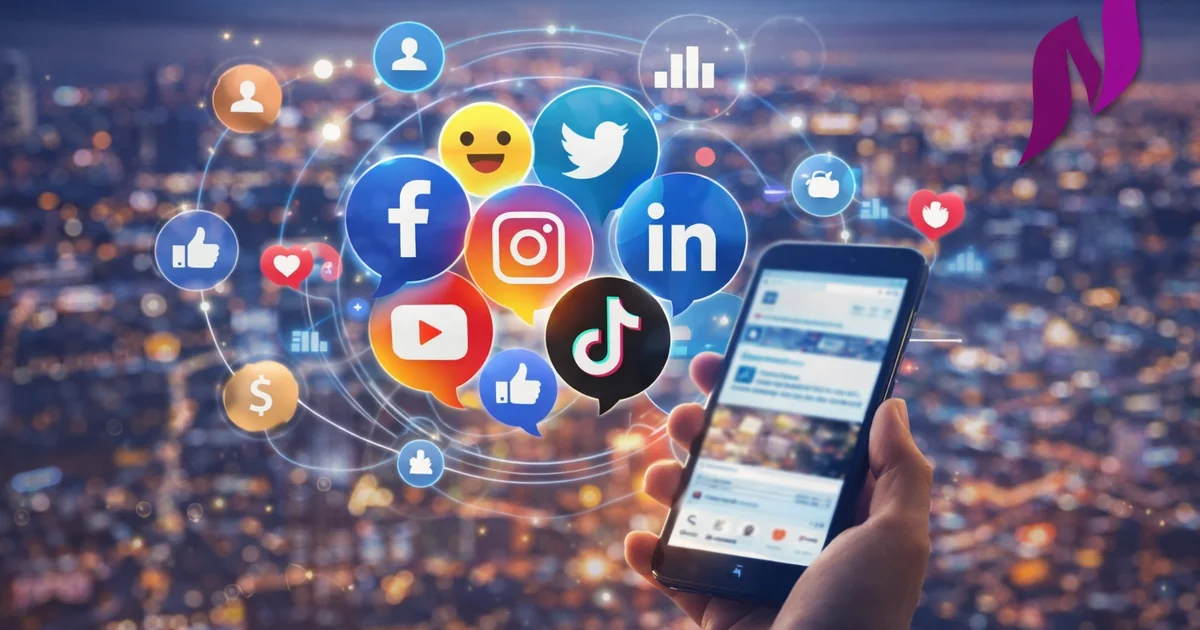 Social media marketing strategy showing brand growth and engagement tactics