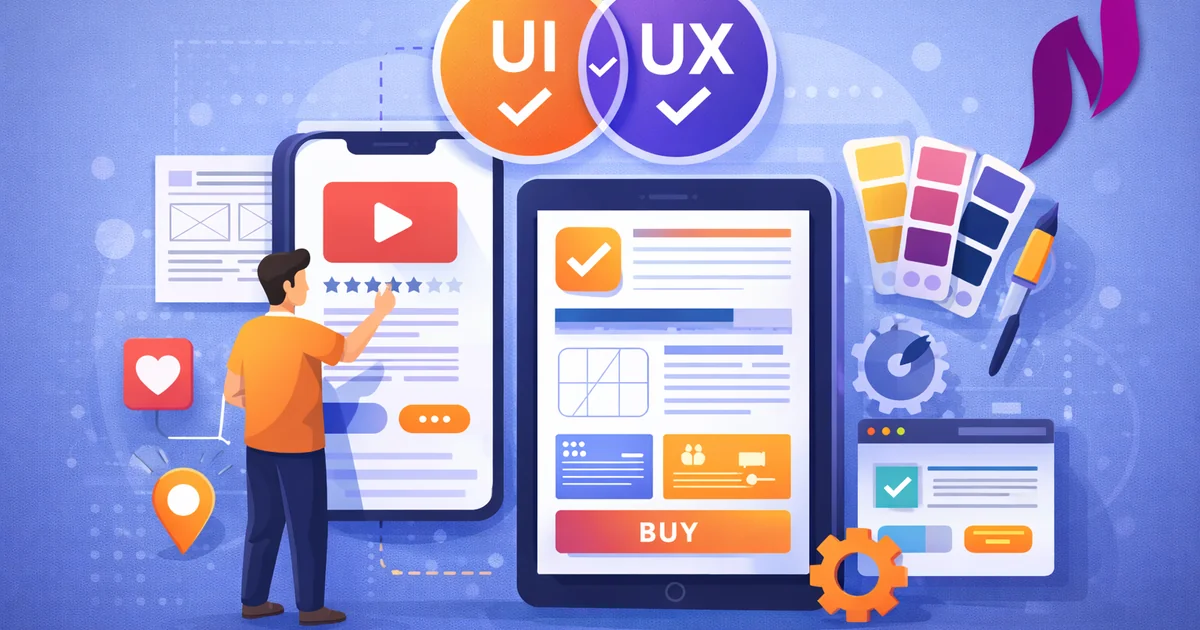 UI/UX design guide showing user interface and user experience best practices
